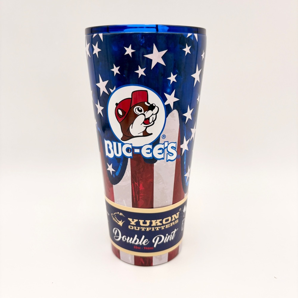 Buc-ee's Yukon Outfitters 32oz Double Pint Tumbler American Flag Patriotic New